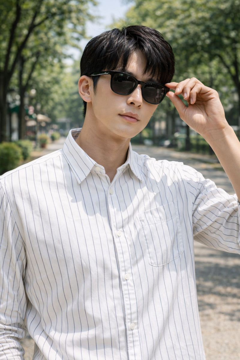 Mens White Striped Slim Fit Casual Shirt 3