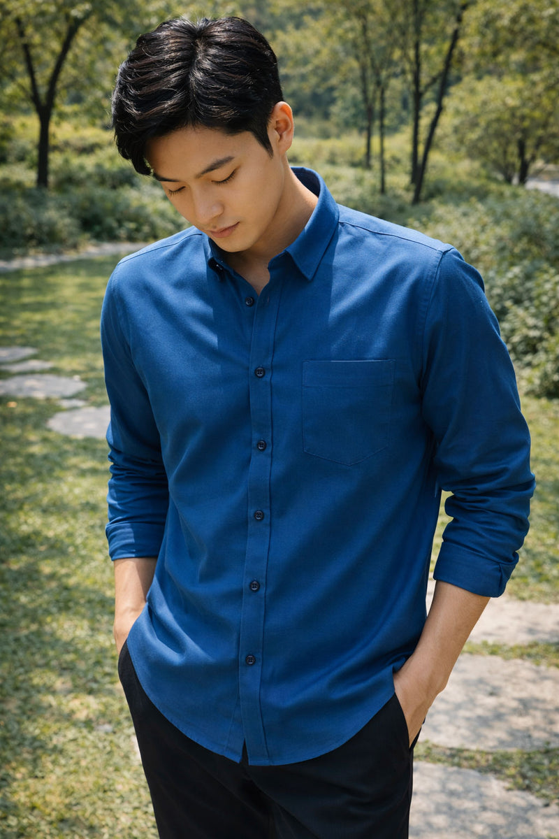 Men's Royal Blue Slim Fit Casual Shirt 3