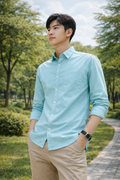 Men's Mint Blue Slim Fit Casual Shirt