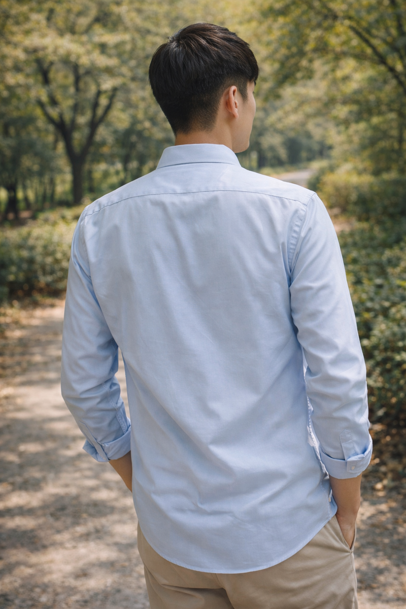 Men's Sky Blue Slim Fit Casual Shirt 5