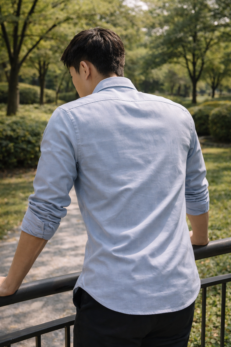 Men's Light Blue Slim Fit Casual Shirt 4