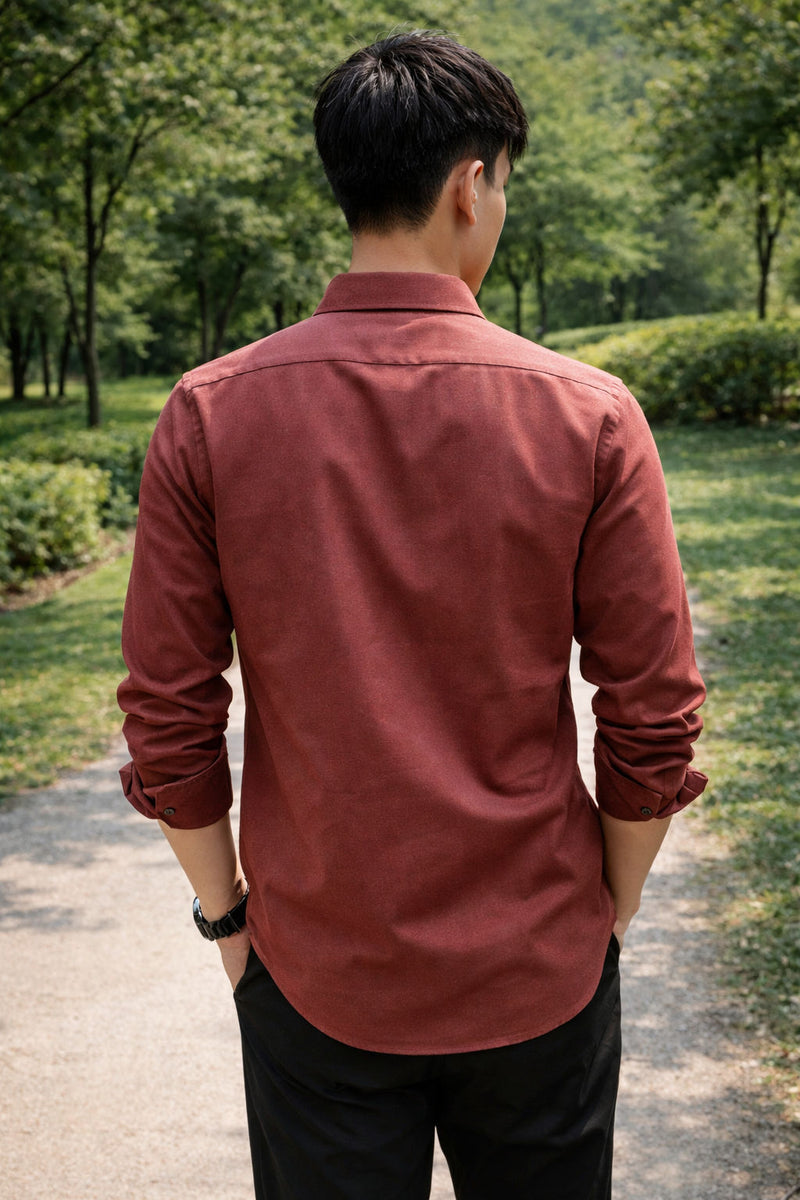Men's Burnt Red Slim Fit Casual Shirt 4