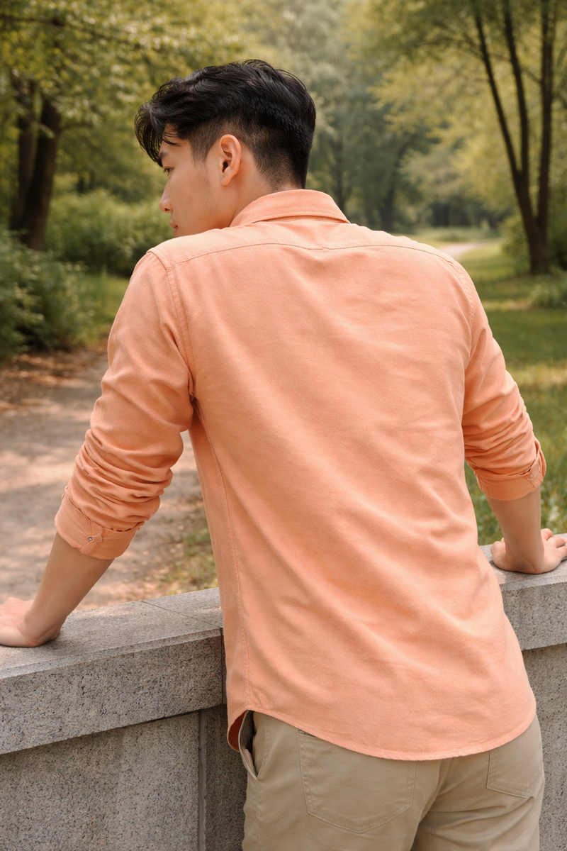 Men's Peach Slim Fit Casual Shirt 4