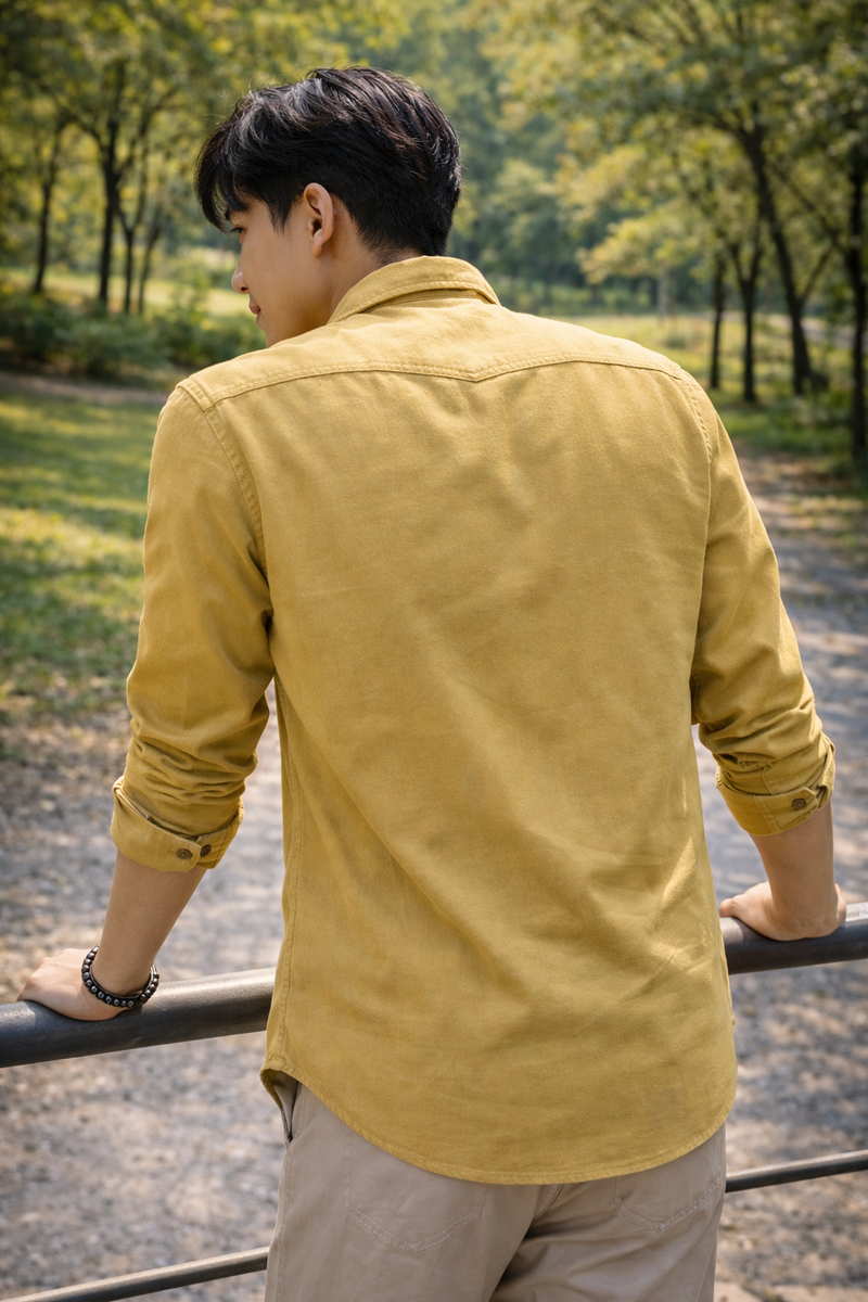 Men's Mustard Yellow Slim Fit Casual Shirt 6