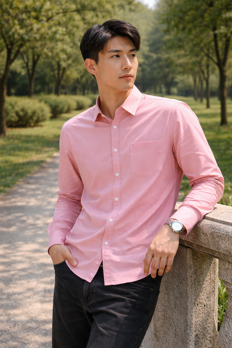 Men's Pink Slim Fit Casual Shirt 6