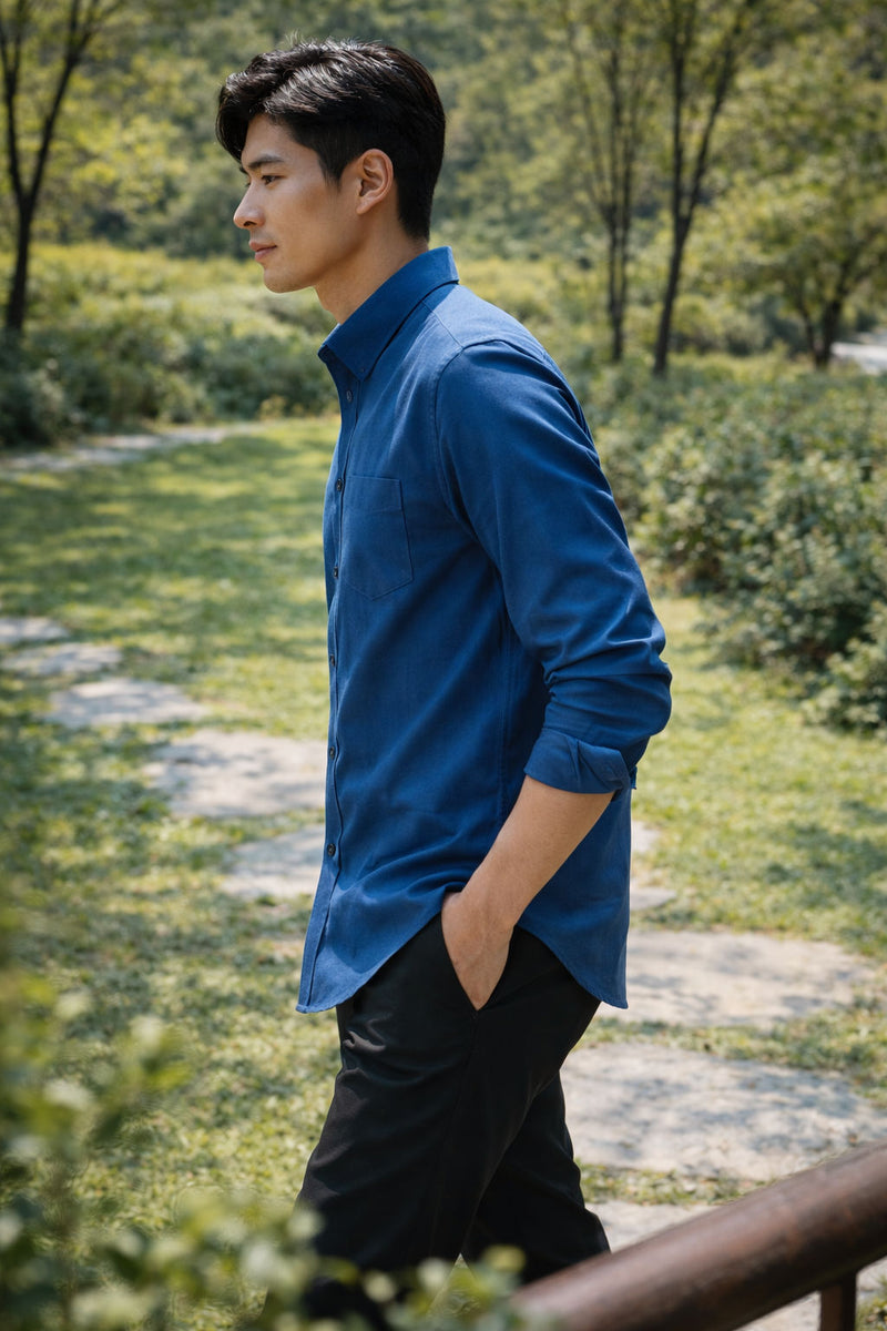 Men's Royal Blue Slim Fit Casual Shirt 7
