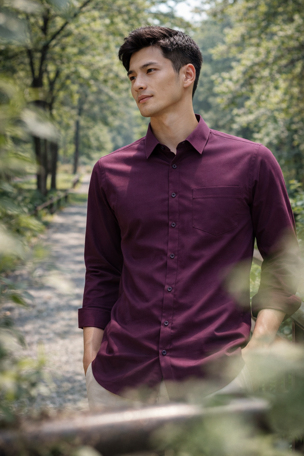 Men's Deep Purple Slim Fit Casual Shirt