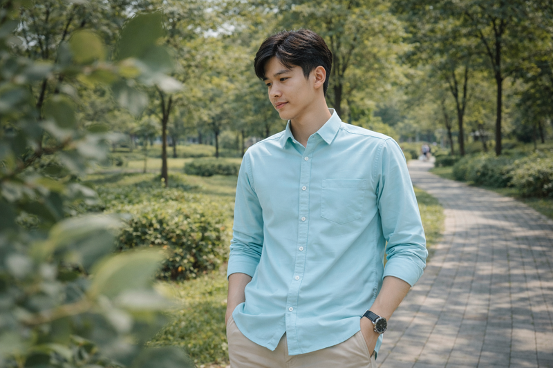 Men's Mint Blue Slim Fit Casual Shirt 6
