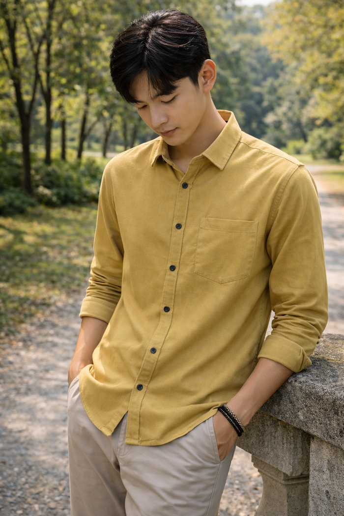 Men's Mustard Yellow Slim Fit Casual Shirt 2