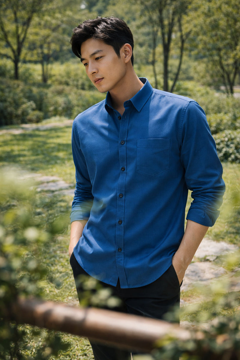 Men's Royal Blue Slim Fit Casual Shirt 5