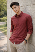 Men's Rust Red Slim Fit Casual Shirt