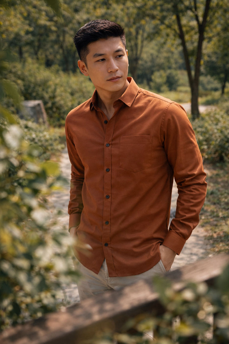 Men's Burnt Orange Slim Fit Casual Shirt 8