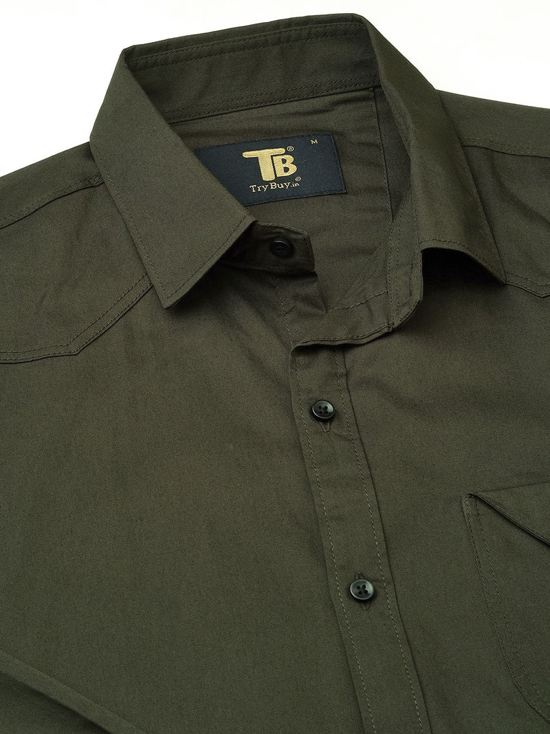 Seine Green Cotton Shirts for Men 9