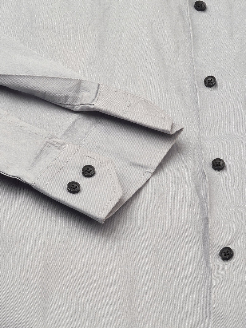 Pays Solid Silver Cotton Shirts for Men 2