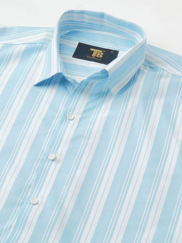 Dynamic Cotton Blend Striped Shirt for Men