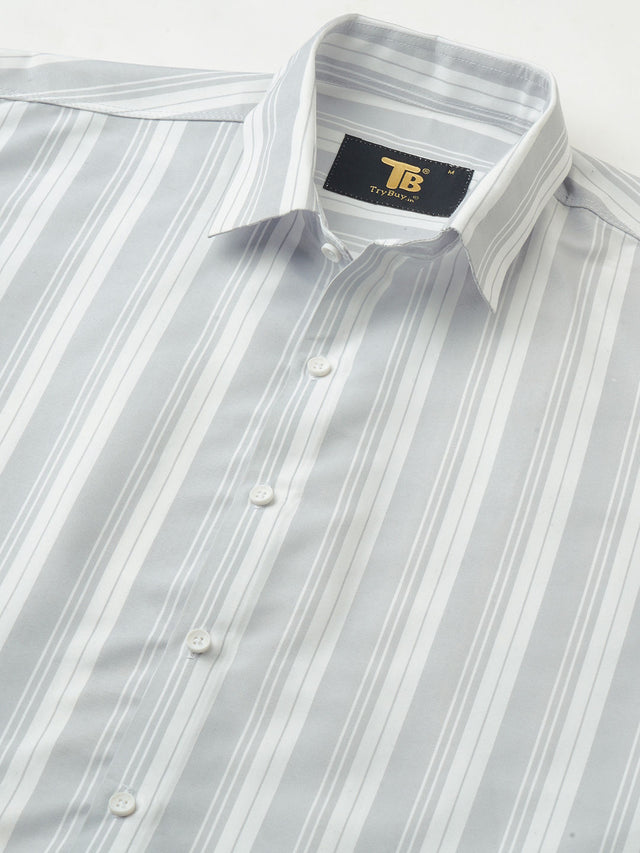 Tailored Striped Cotton Blend Shirt for Men