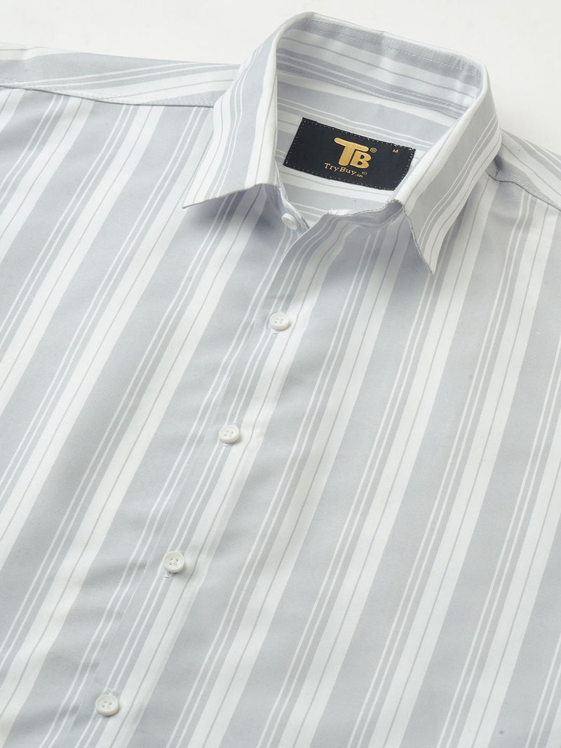 Tailored Striped Cotton Blend Shirt for Men 2