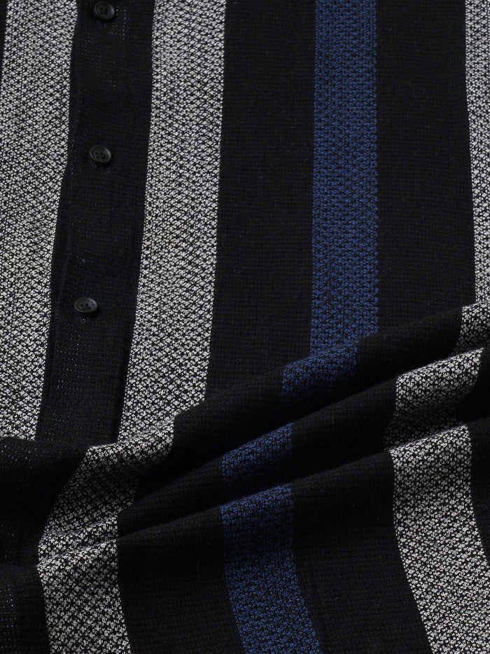 Suave Crochet Striped Half Sleeves Men's Shirt 2