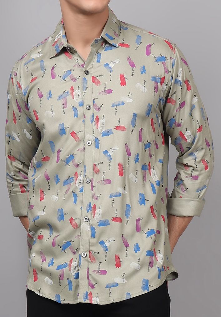Cotton Multi Colored Printed Men's Shirt 1