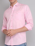 Men's Pink Solid Regular Fit Shirt