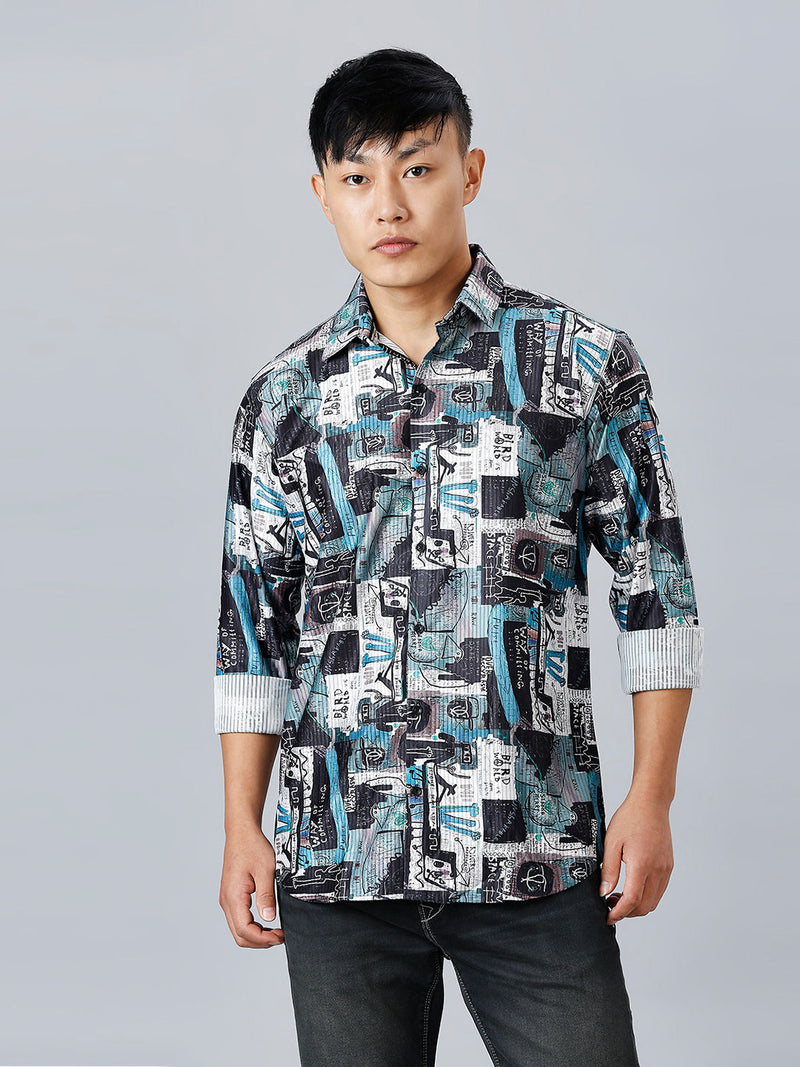Porto Cotton Blend Printed Shirt for Men 1