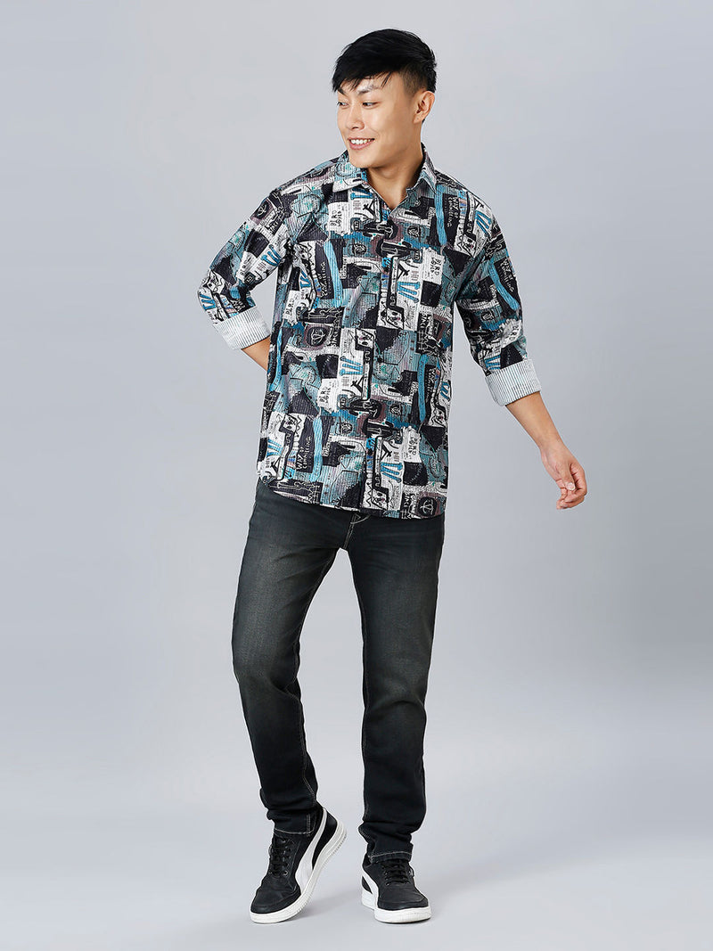 Porto Cotton Blend Printed Shirt for Men 8