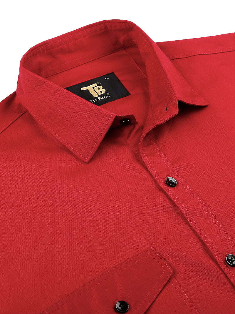Red Double Pocket Shirt for Men 5