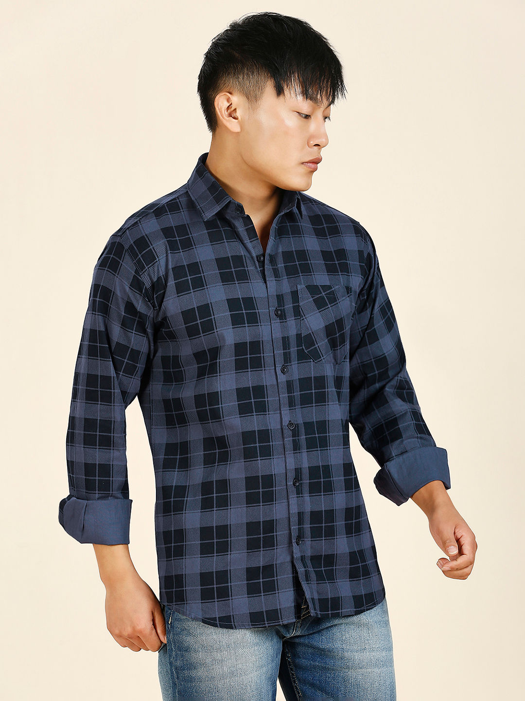 Tartan Checked Cotton Shirt for Men