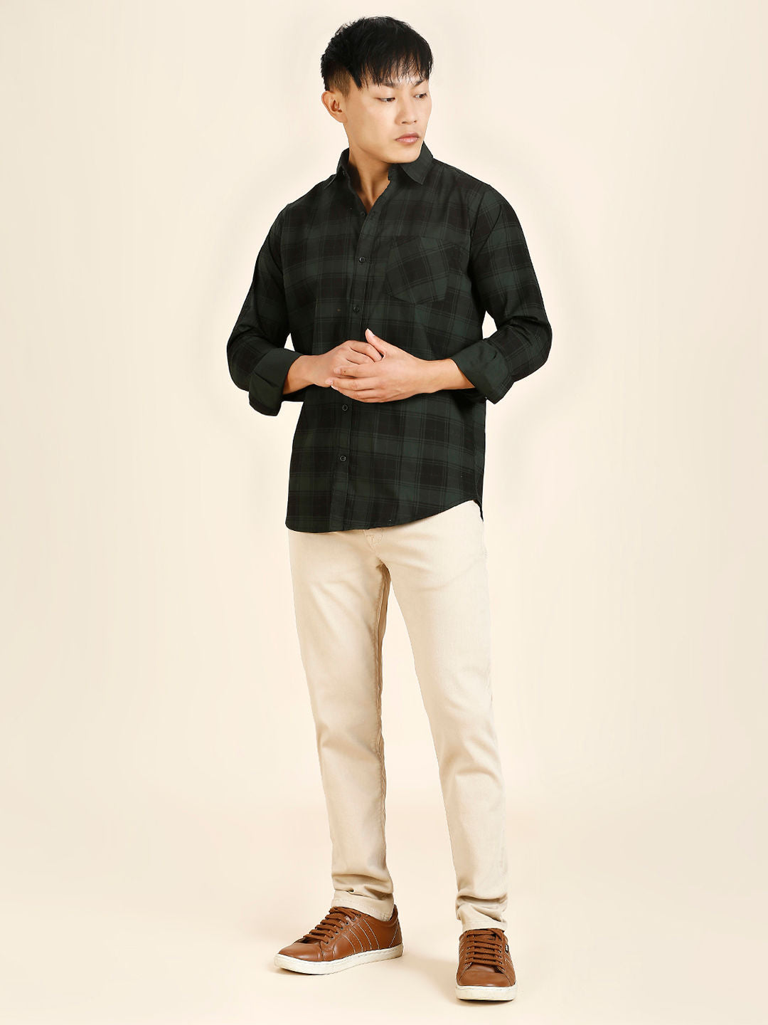 Serene Checked Cotton Shirt for Men