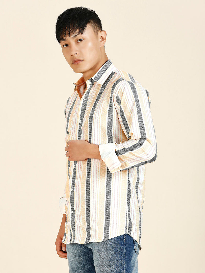 Dazzling Cotton Blend Striped Shirt for Men 9