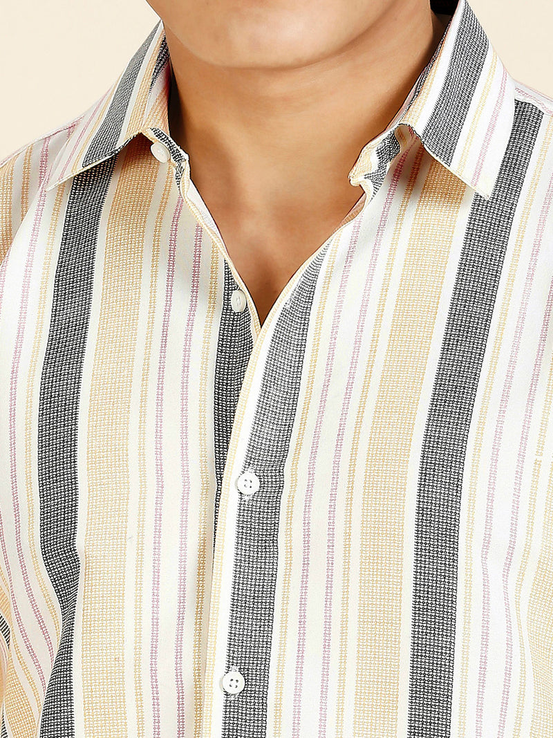 Dazzling Cotton Blend Striped Shirt for Men 6