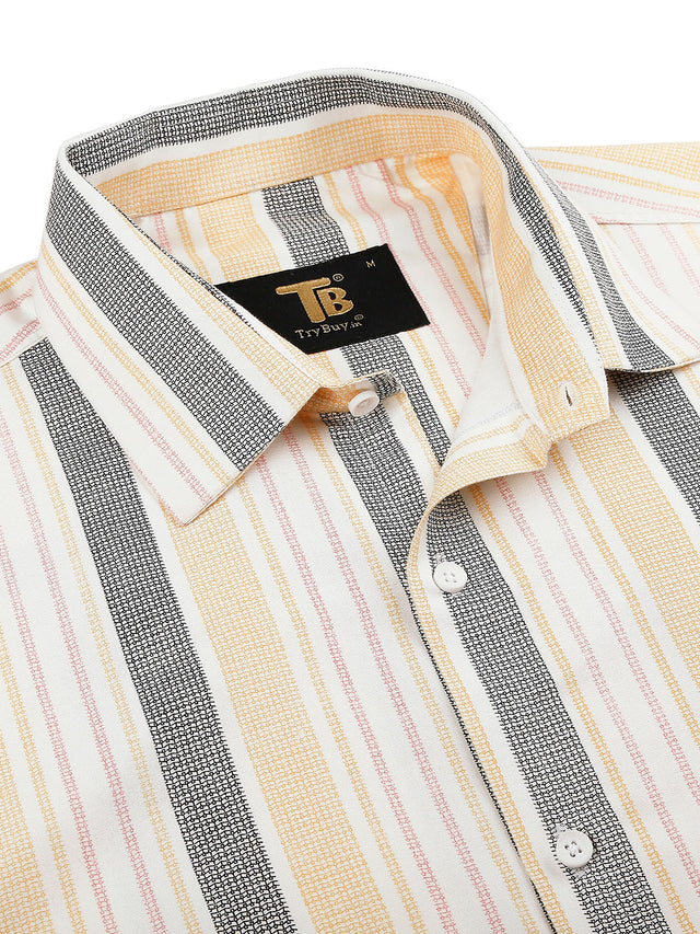 Dazzling Cotton Blend Striped Shirt for Men