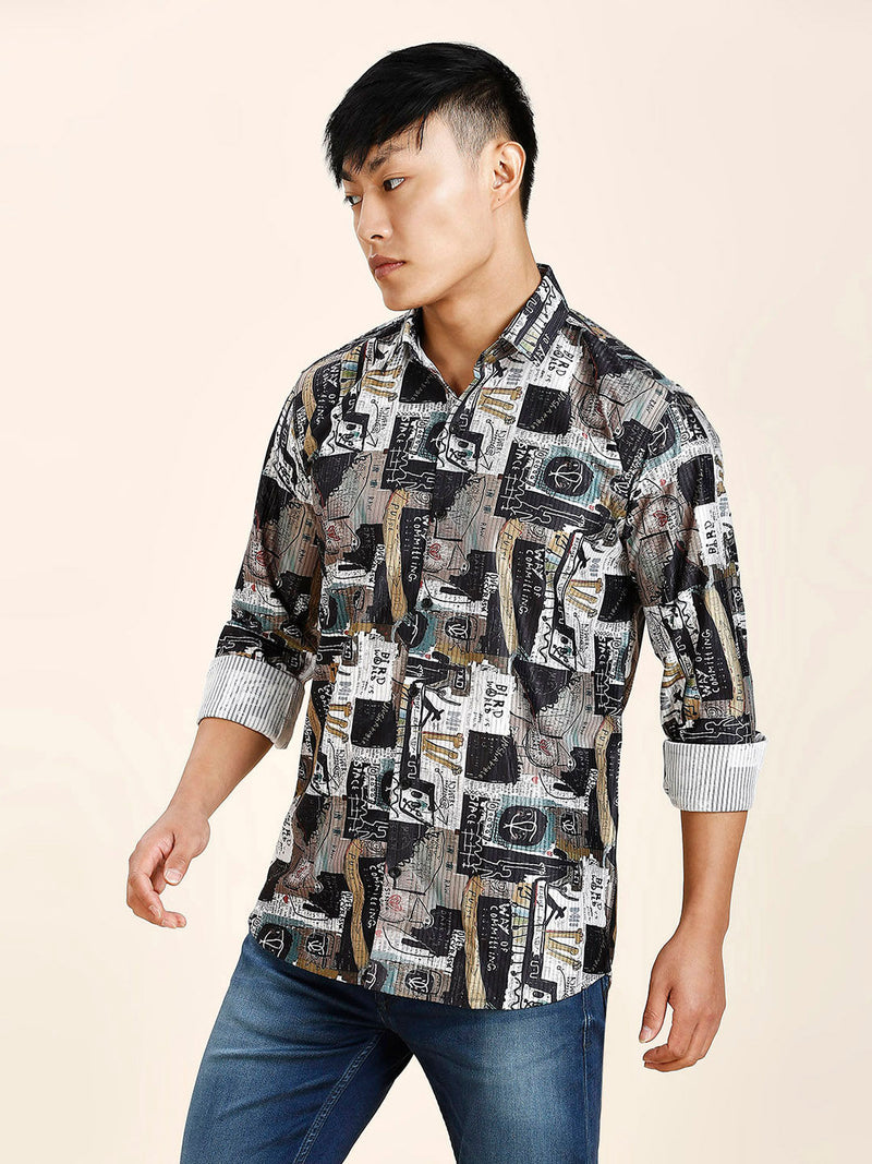 Turin Cotton Blend Printed Shirt for Men 8