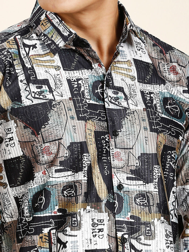 Turin Cotton Blend Printed Shirt for Men 2