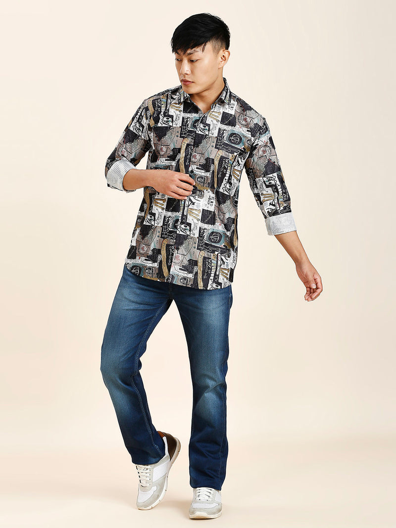 Turin Cotton Blend Printed Shirt for Men 6