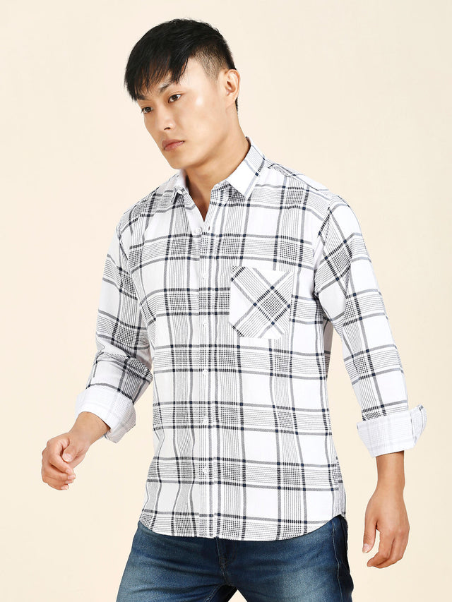 Vintage Checked Cotton Shirt for Men