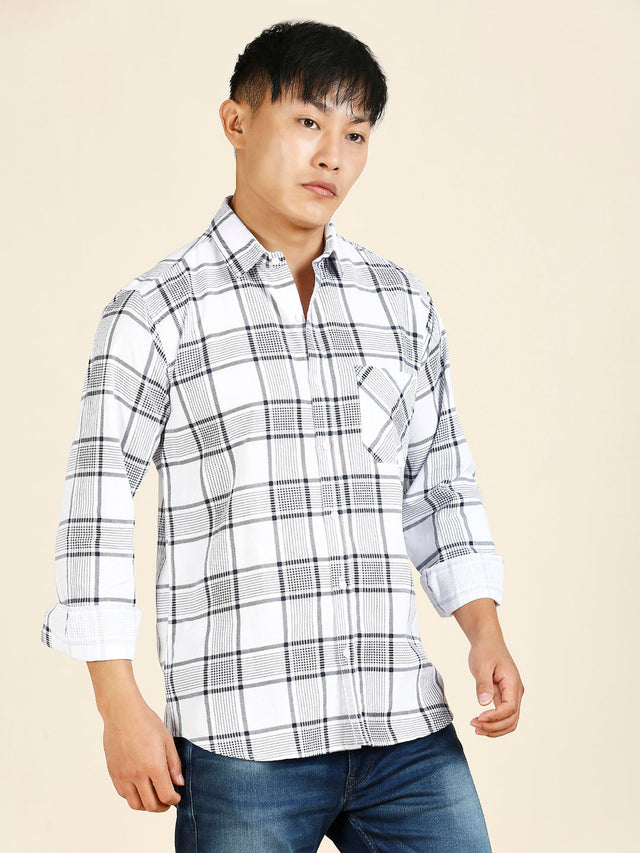 Vintage Checked Cotton Shirt for Men