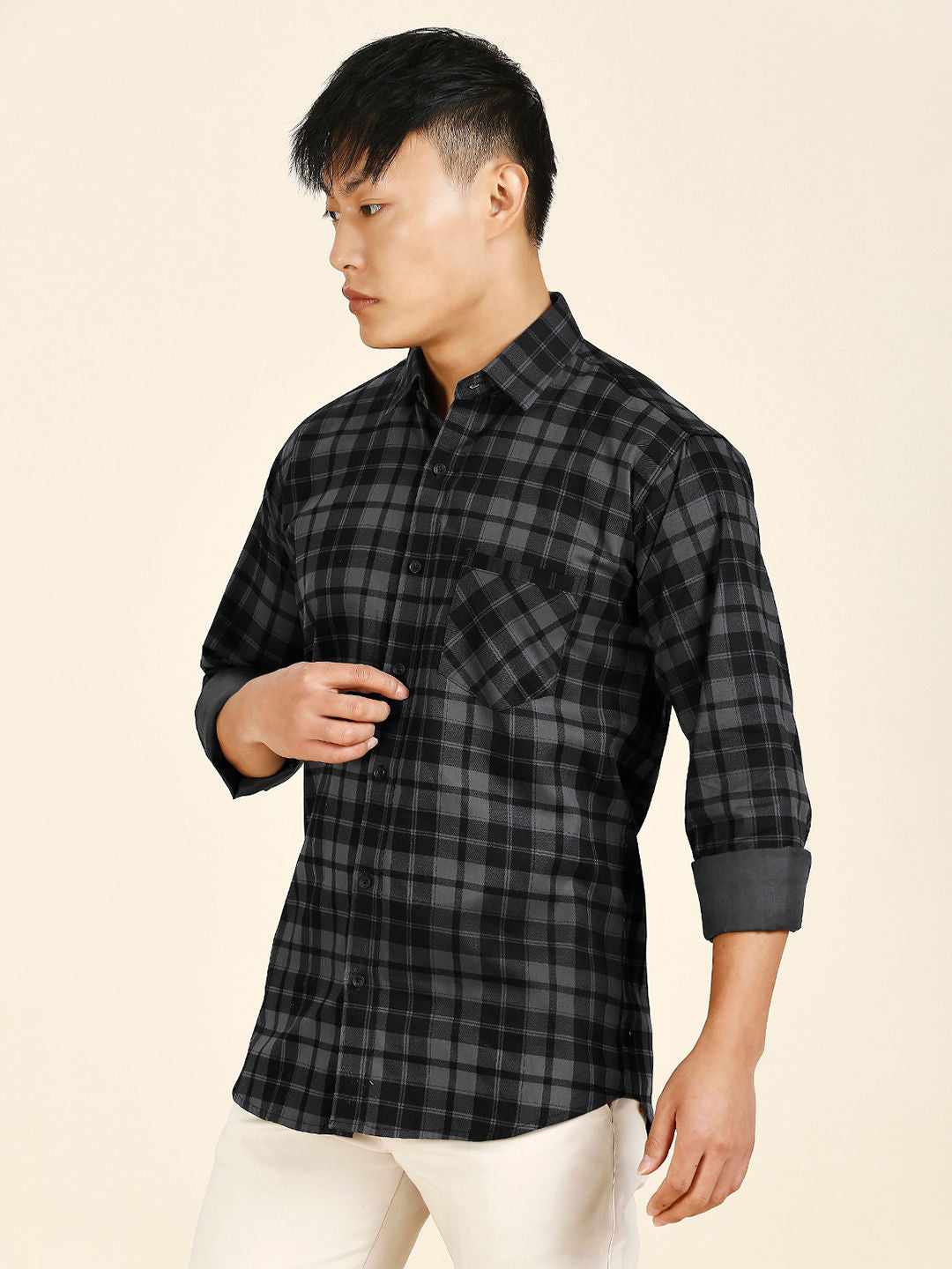 Versatile Checked Cotton Shirt for Men - TB_447