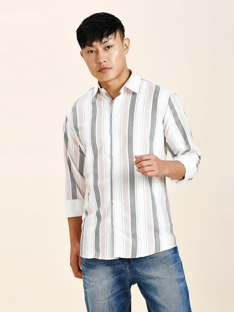 Wells Striped Cotton Blend Shirt for Men 1