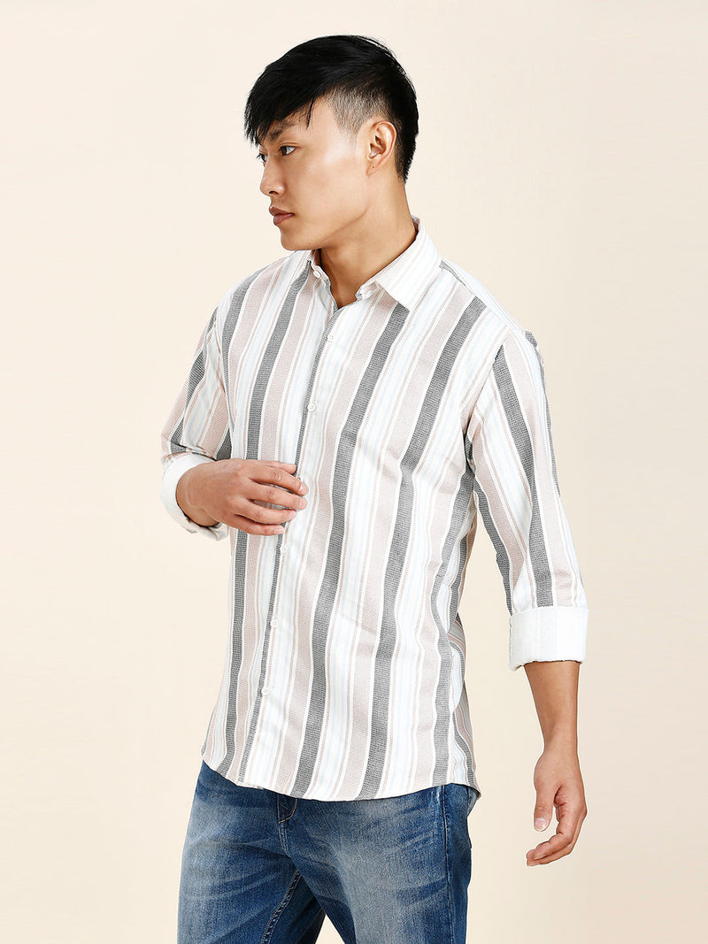 Wells Striped Cotton Blend Shirt for Men 3