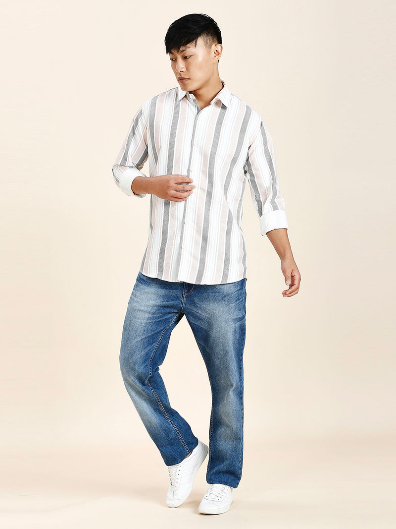 Wells Striped Cotton Blend Shirt for Men 8