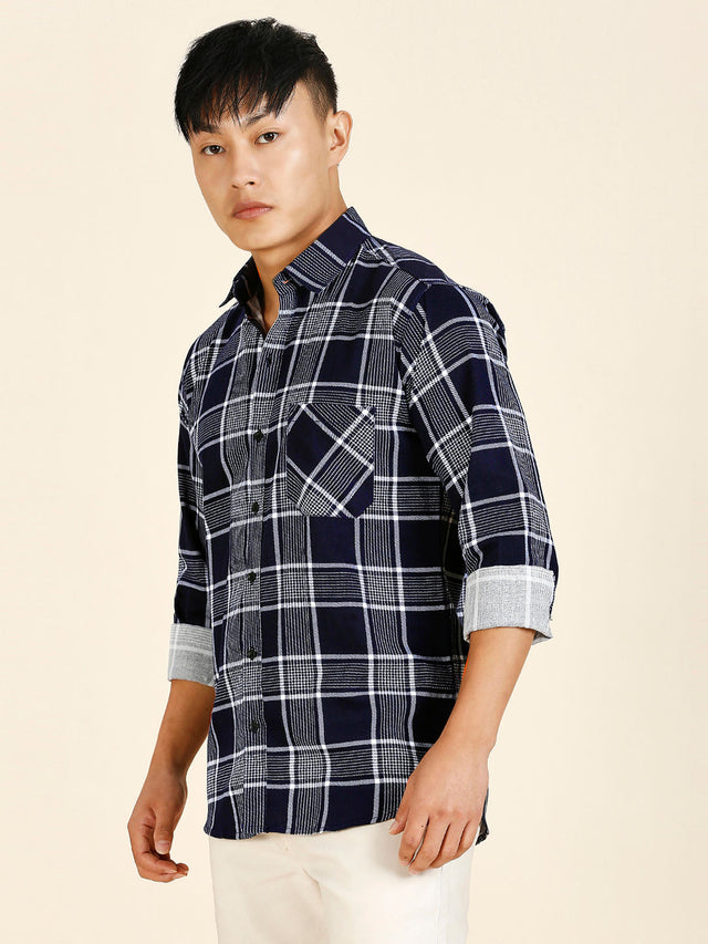 Earthy Cotton Checked Shirt for Men