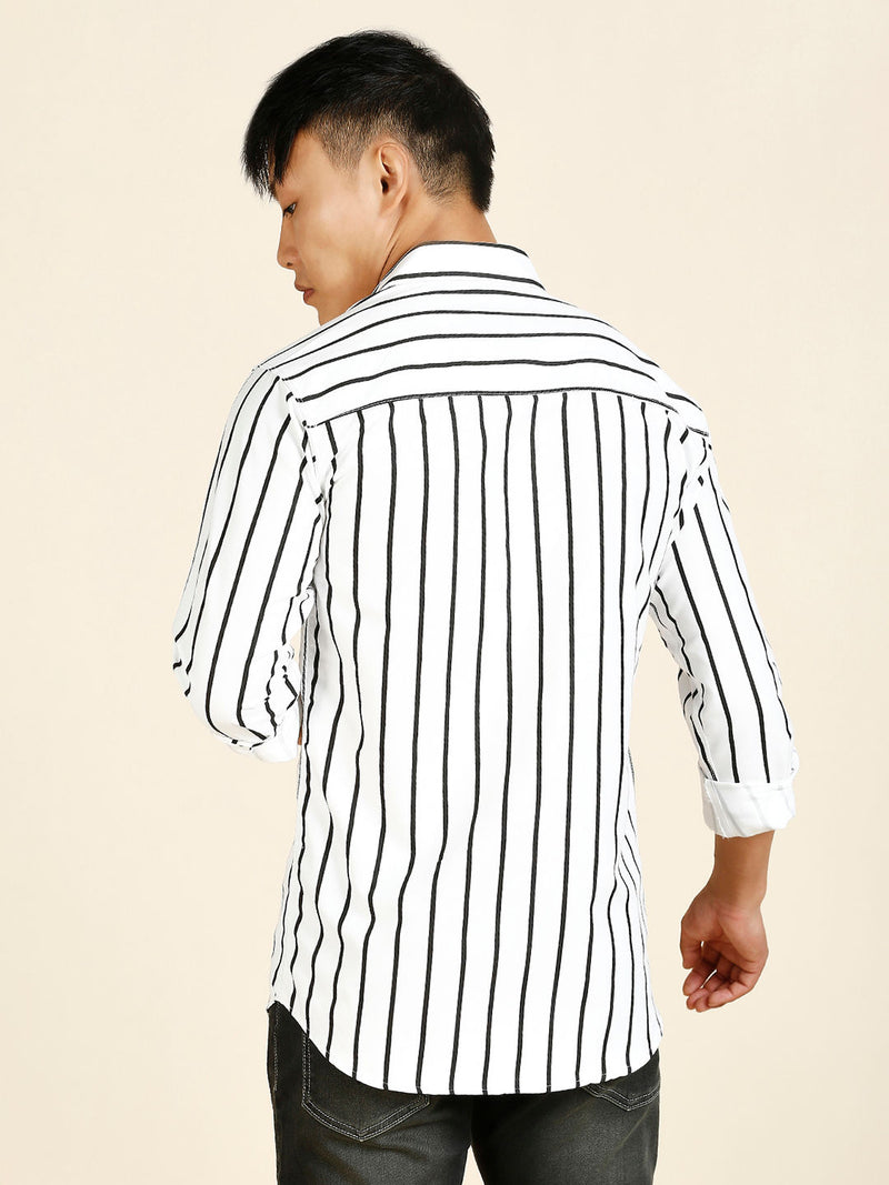 Bohemian Cotton Blend Striped Shirt for Men 6