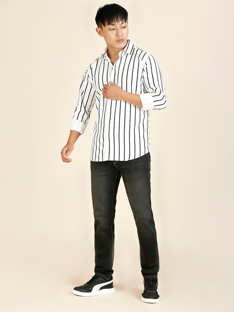 Bohemian Cotton Blend Striped Shirt for Men 8