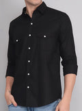 Opal Black Double Pocket Men's Shirt