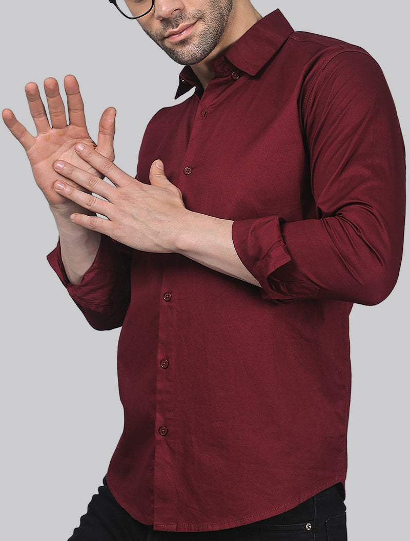 Sleek Maroon Cotton Shirt for Men 1