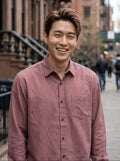 Men's Dusty Rose Thick Cotton-Linen Slim Fit Shirt