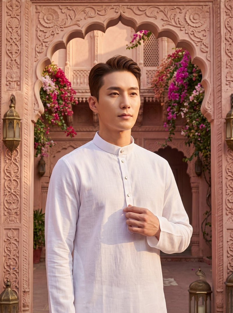 Men's White Magic Cloth Kurta Pyjama Set 5