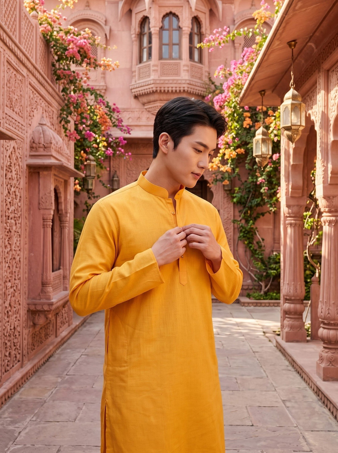 TRYBUY.IN TB_21162 mustard yellow kurta pyjama set image 6