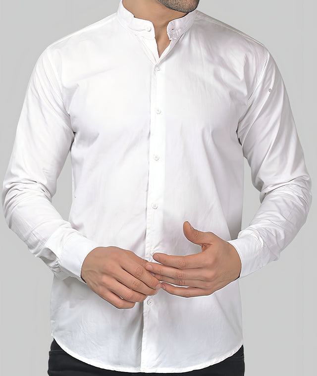 a man wearing a white shirt and black pants